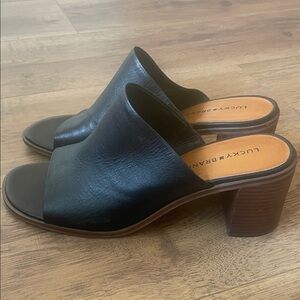 Lucky Brand Sayvan Black Leather Mules Size 11